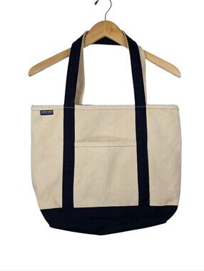 Lands’ End Canvas Tote Bag Navy Cream Chicago McCormick Place Boat Vacation